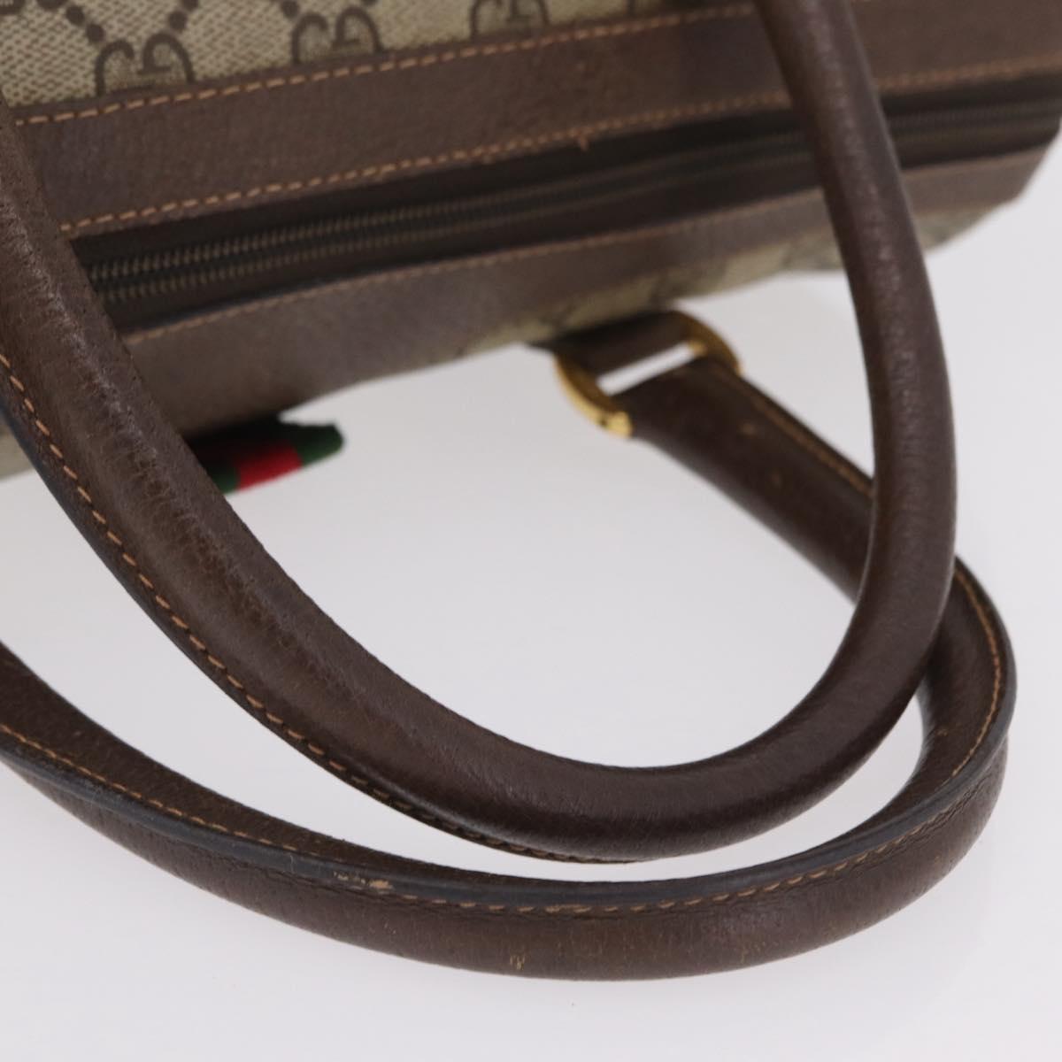 GUCCI GG Supreme Web Sherry Line Hand Bag PVC Beige Gold 40 02 007 Auth BA16404