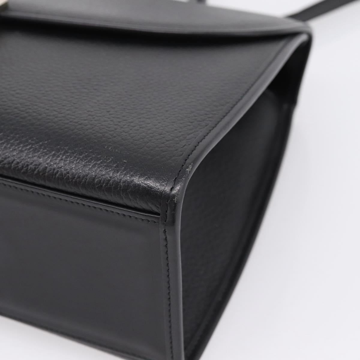 Burberrys Hand Bag Leather 2way Black Silver Auth BA16406A