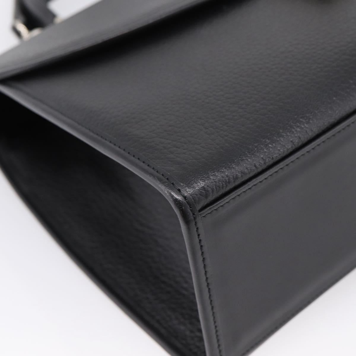 Burberrys Hand Bag Leather 2way Black Silver Auth BA16406A