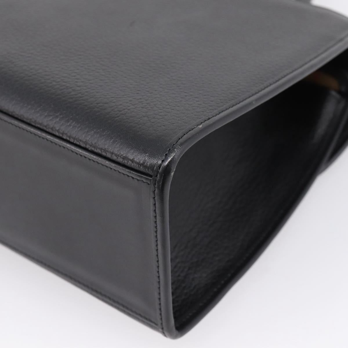Burberrys Hand Bag Leather 2way Black Silver Auth BA16406A