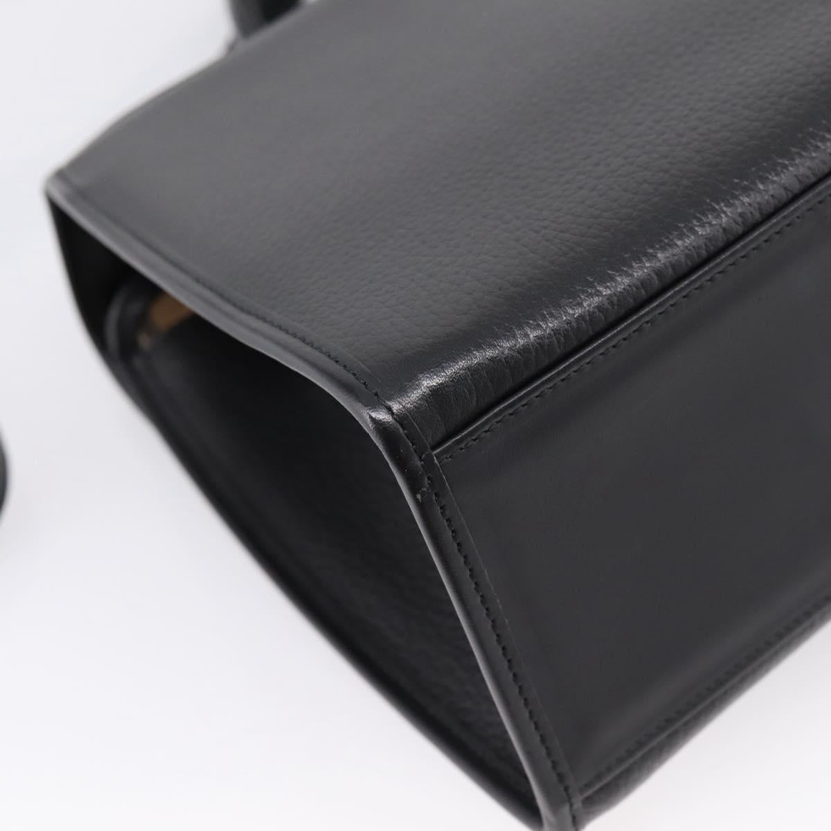 Burberrys Hand Bag Leather 2way Black Silver Auth BA16406A