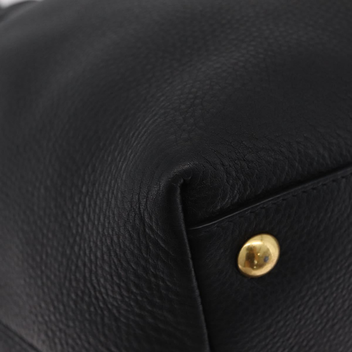 Miu Miu Tote Bag Leather 2way Black Gold Auth BA16407A