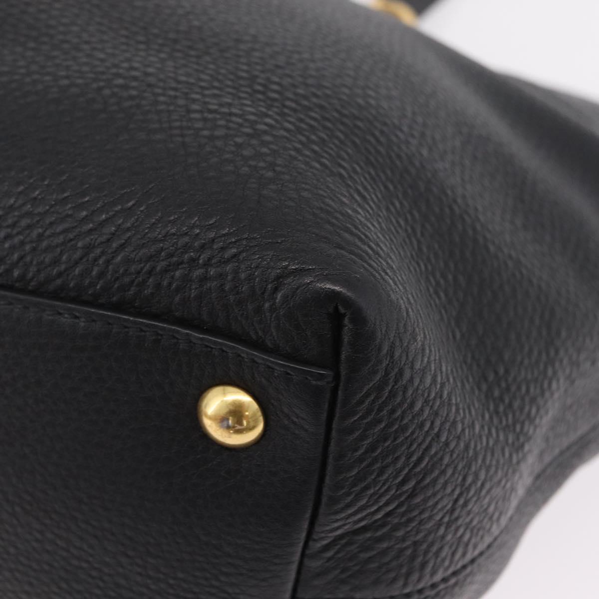 Miu Miu Tote Bag Leather 2way Black Gold Auth BA16407A
