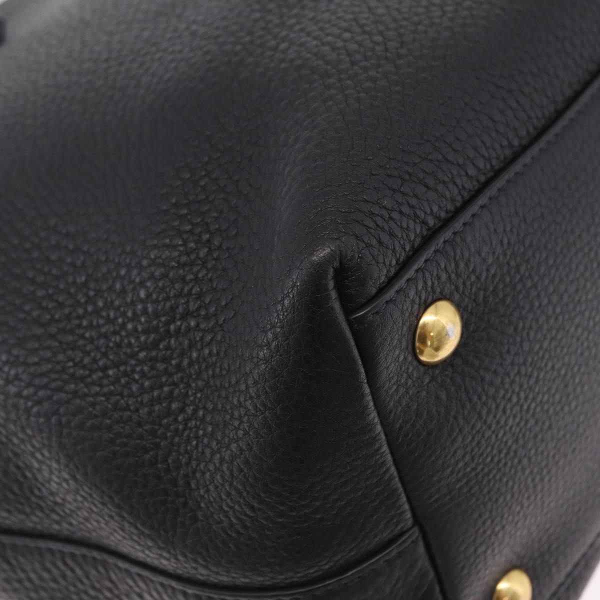 Miu Miu Tote Bag Leather 2way Black Gold Auth BA16407A