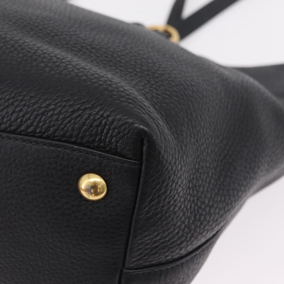 Miu Miu Tote Bag Leather 2way Black Gold Auth BA16407A