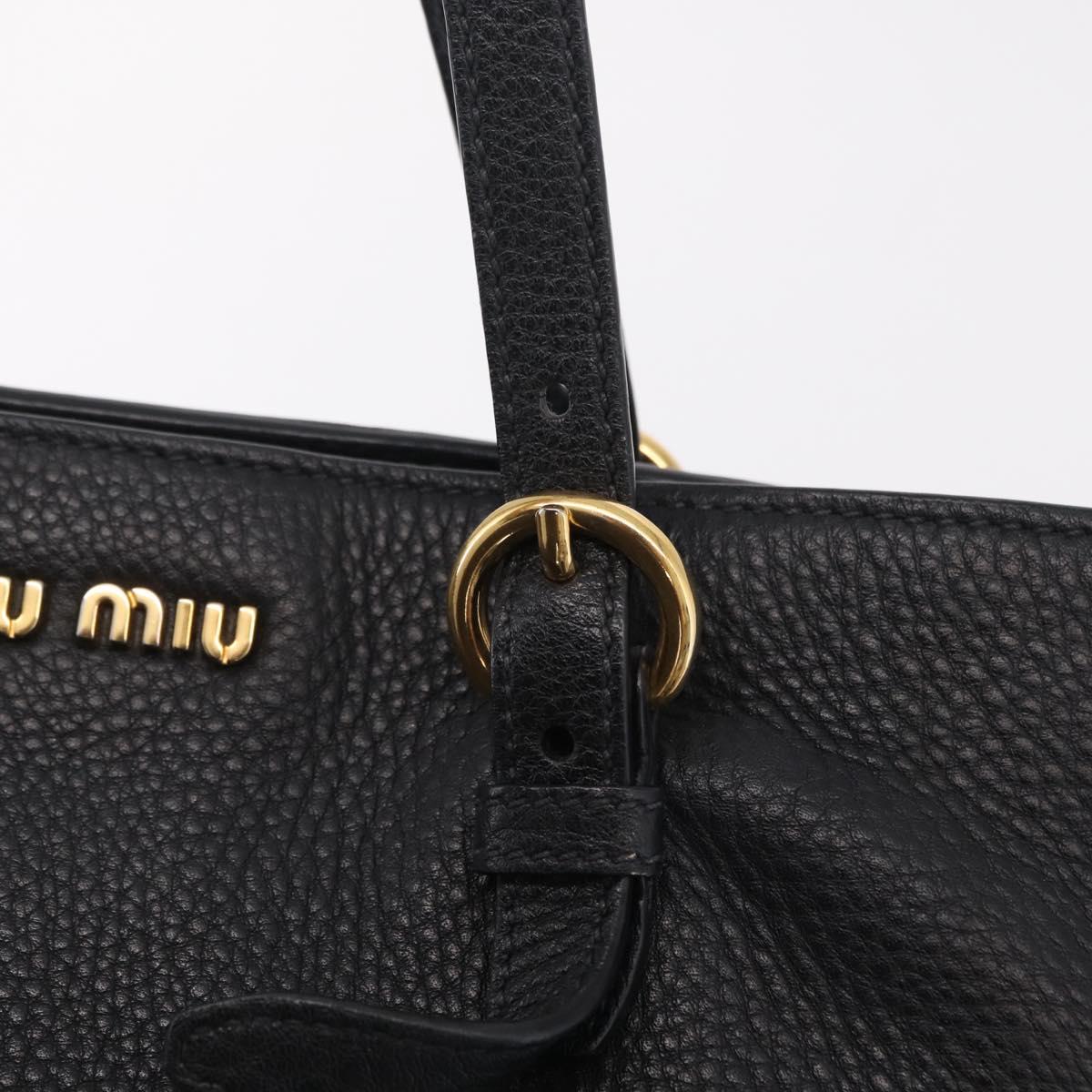 Miu Miu Tote Bag Leather 2way Black Gold Auth BA16407A