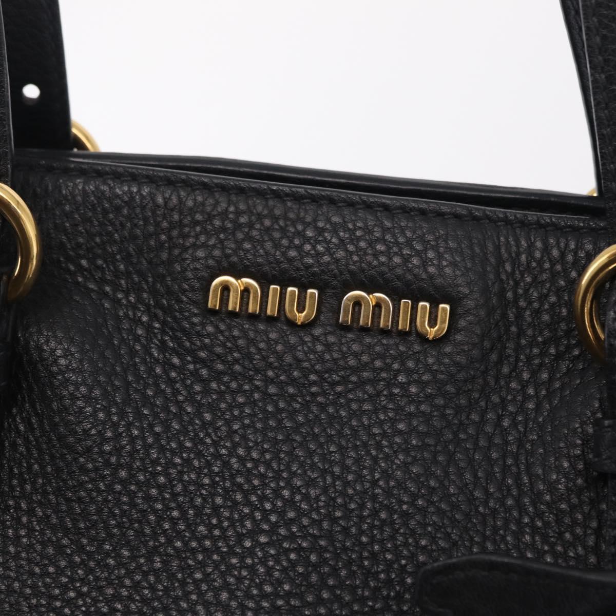 Miu Miu Tote Bag Leather 2way Black Gold Auth BA16407A