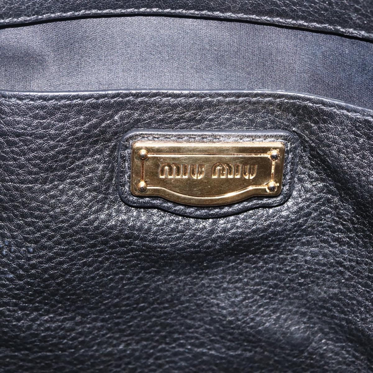 Miu Miu Tote Bag Leather 2way Black Gold Auth BA16407A
