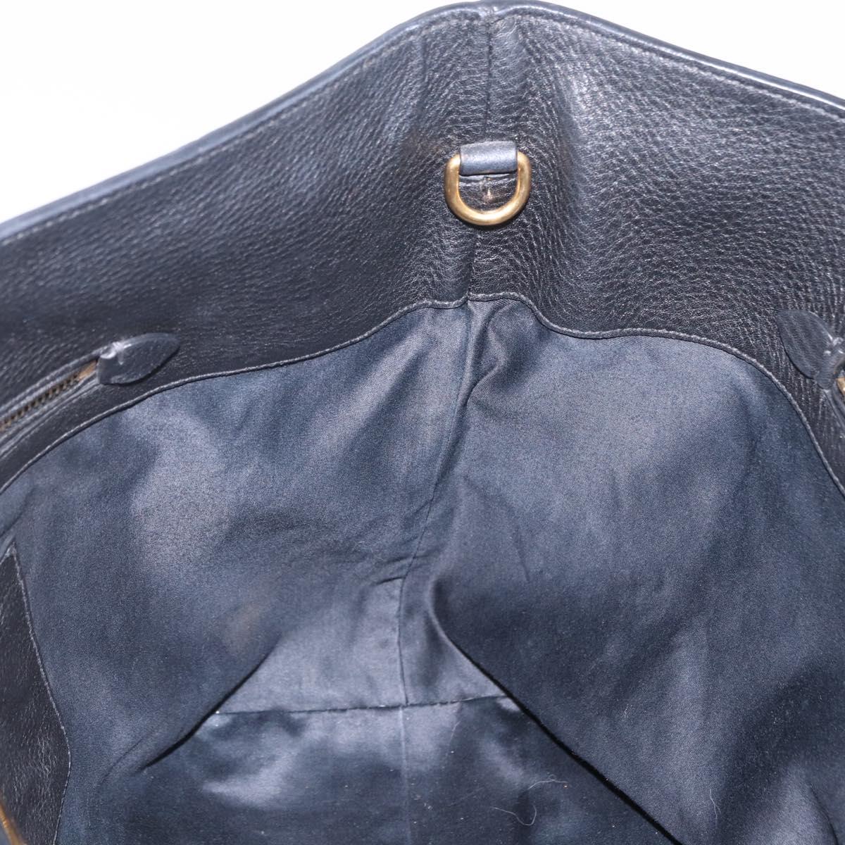 Miu Miu Tote Bag Leather 2way Black Gold Auth BA16407A