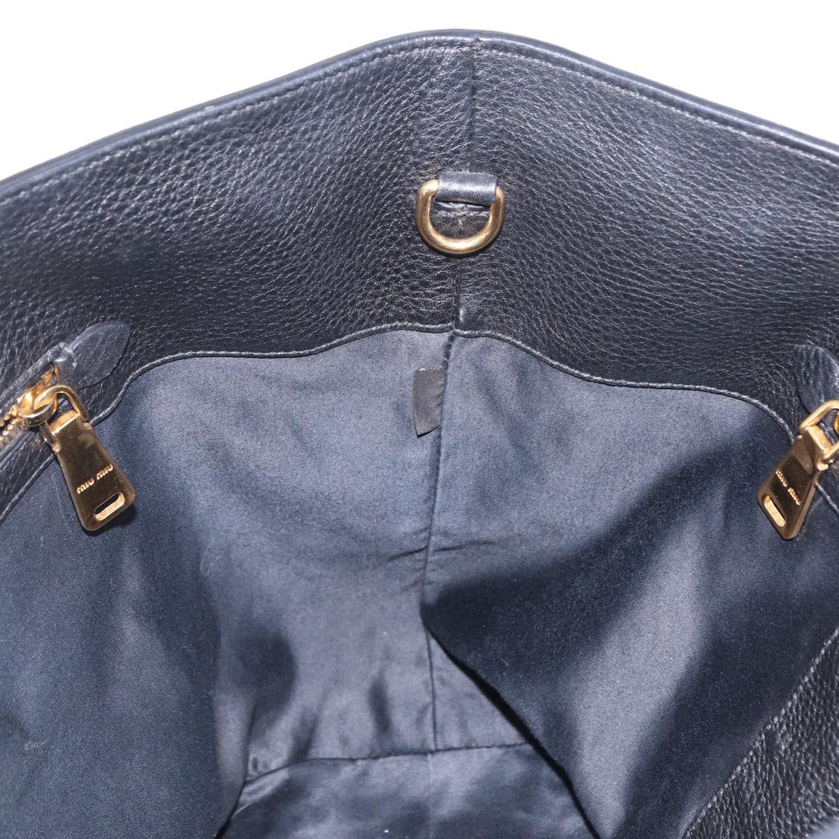 Miu Miu Tote Bag Leather 2way Black Gold Auth BA16407A