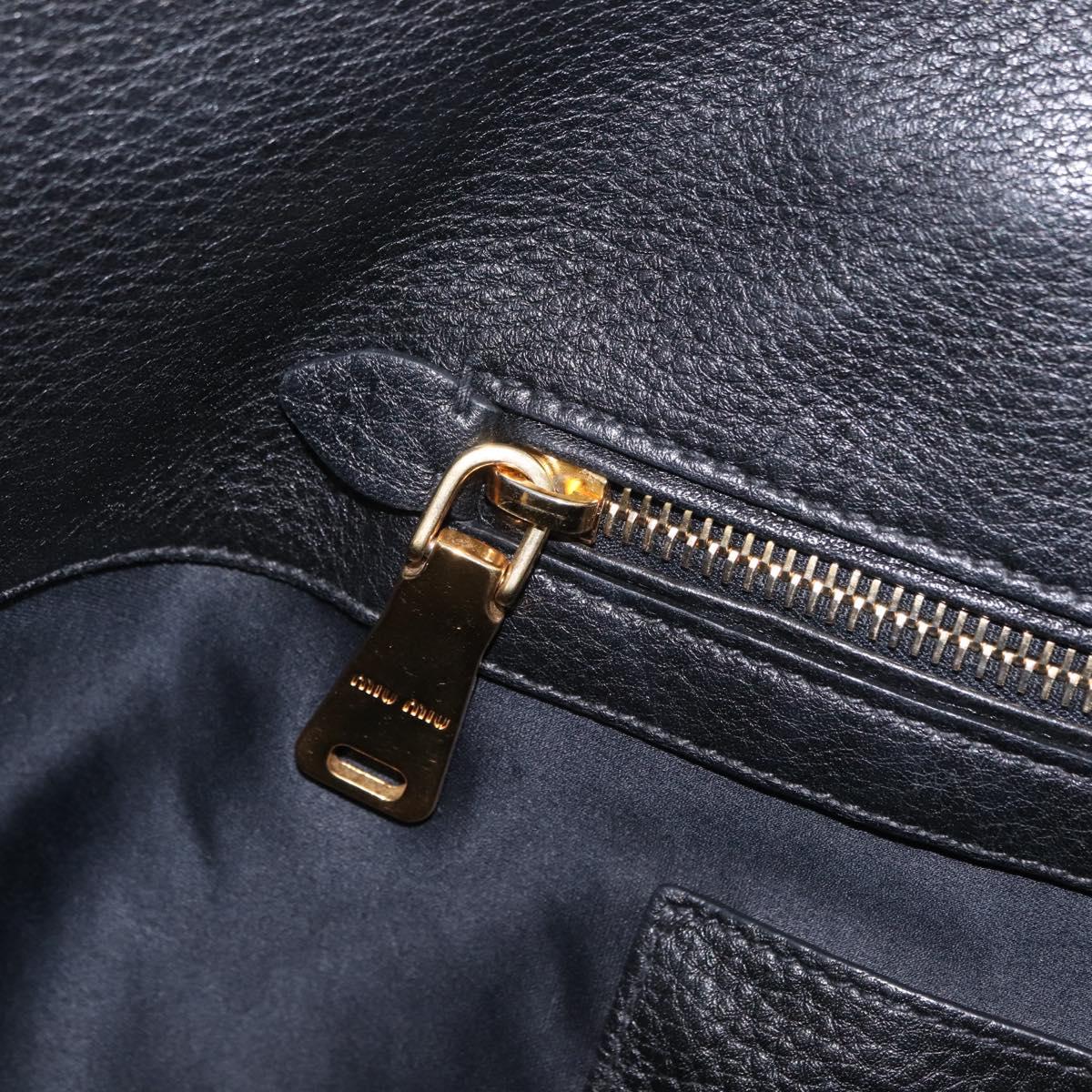 Miu Miu Tote Bag Leather 2way Black Gold Auth BA16407A