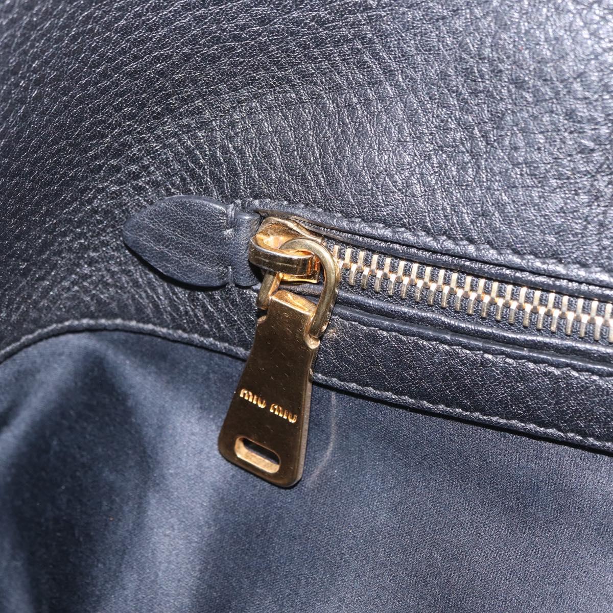 Miu Miu Tote Bag Leather 2way Black Gold Auth BA16407A