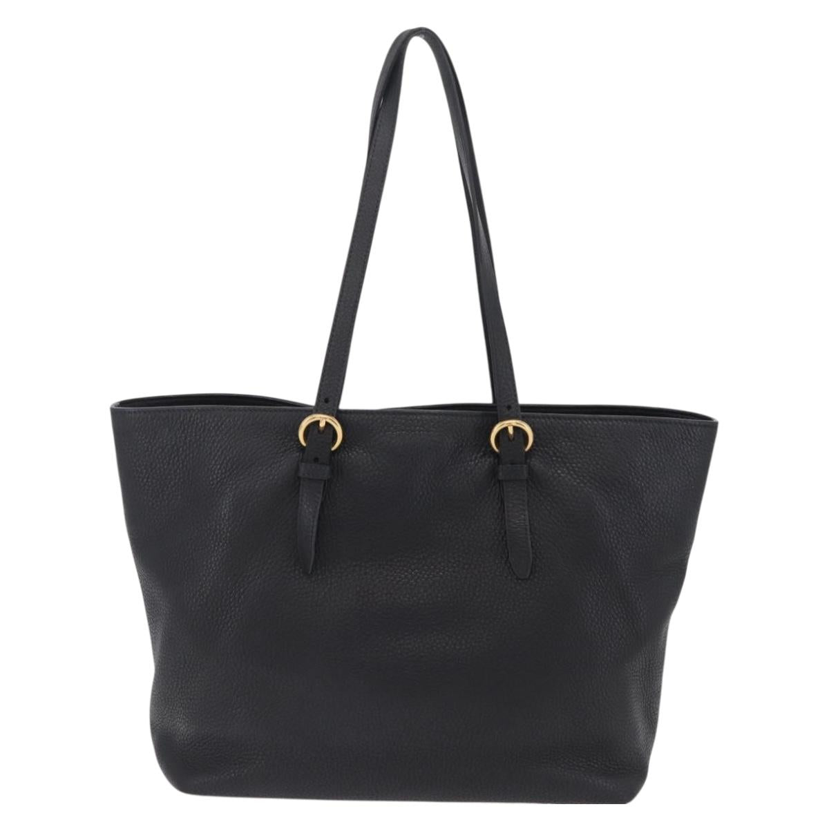 Miu Miu Tote Bag Leather 2way Black Gold Auth BA16407A