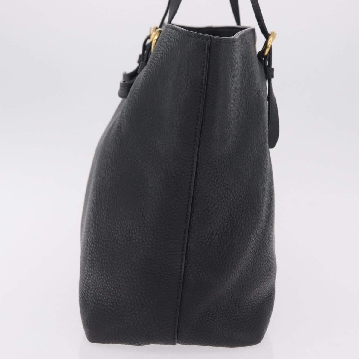Miu Miu Tote Bag Leather 2way Black Gold Auth BA16407A