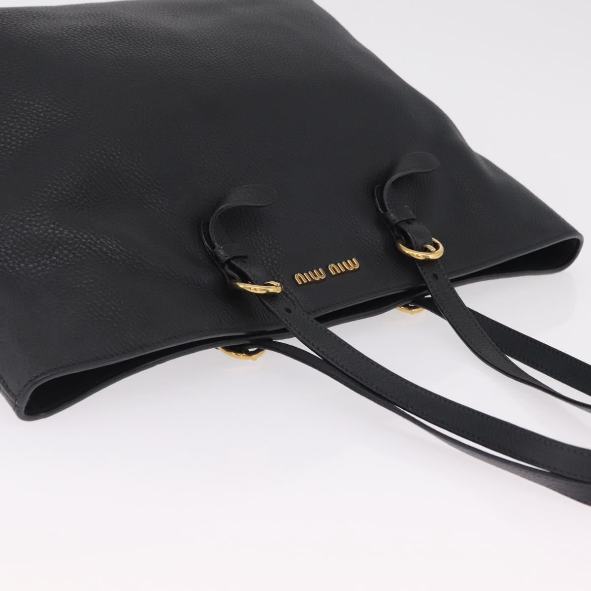 Miu Miu Tote Bag Leather 2way Black Gold Auth BA16407A