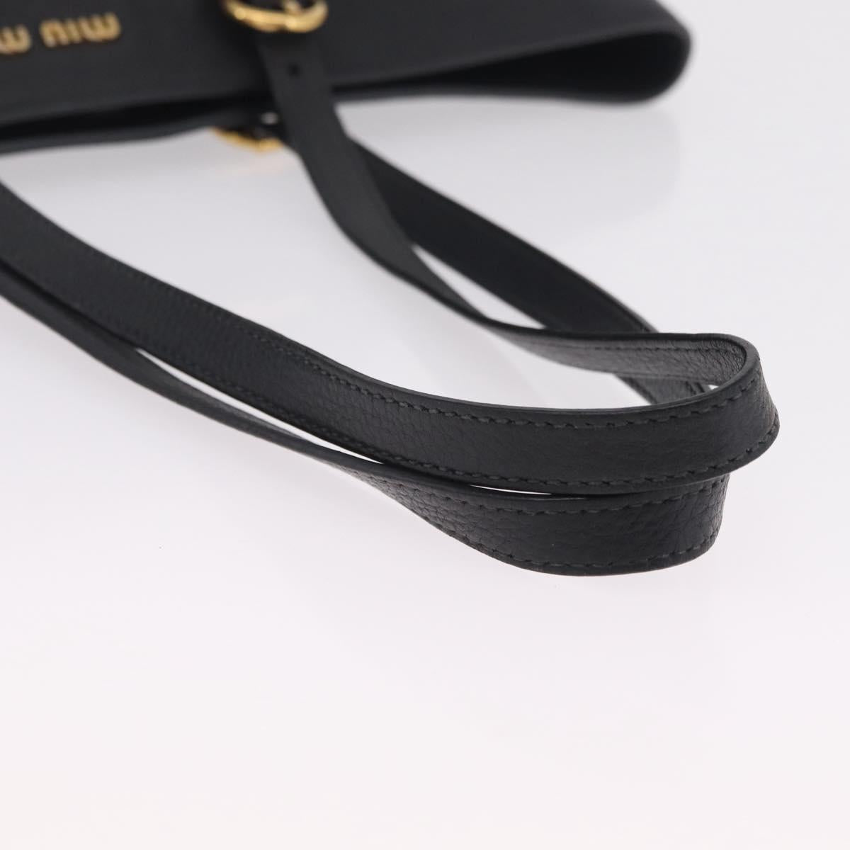 Miu Miu Tote Bag Leather 2way Black Gold Auth BA16407A