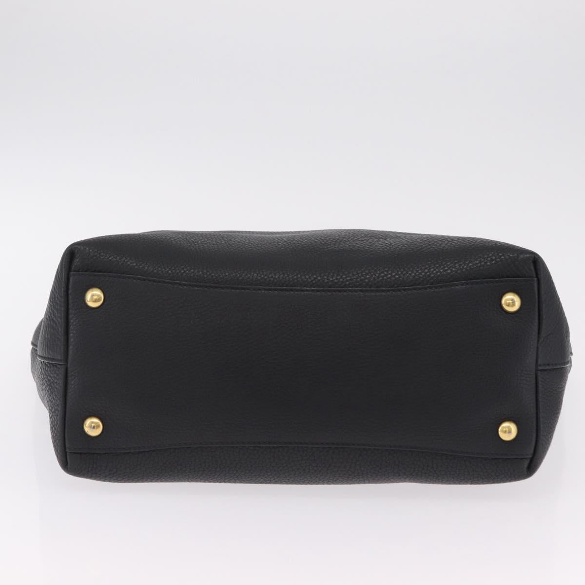 Miu Miu Tote Bag Leather 2way Black Gold Auth BA16407A