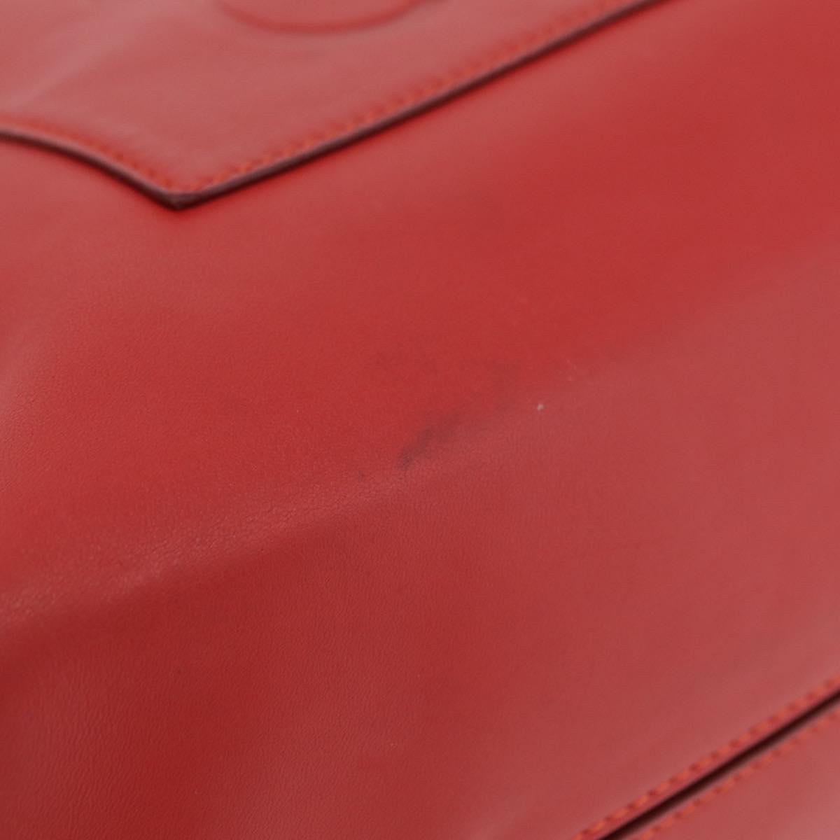 LOEWE Tote Bag Leather Red Silver Auth BA16409A