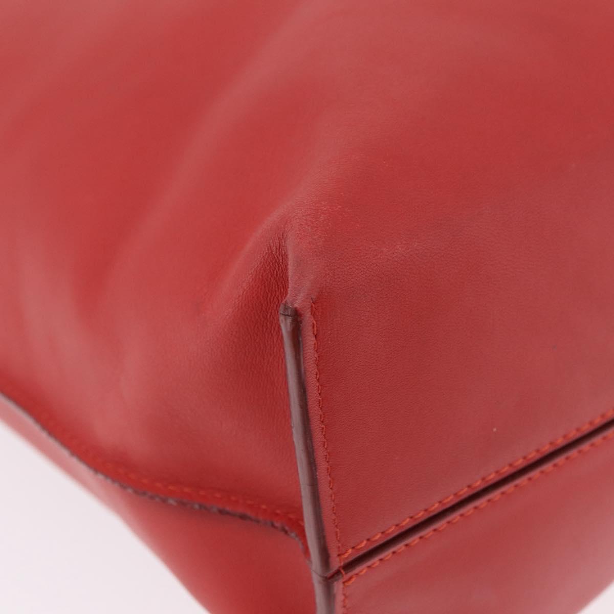 LOEWE Tote Bag Leather Red Silver Auth BA16409A