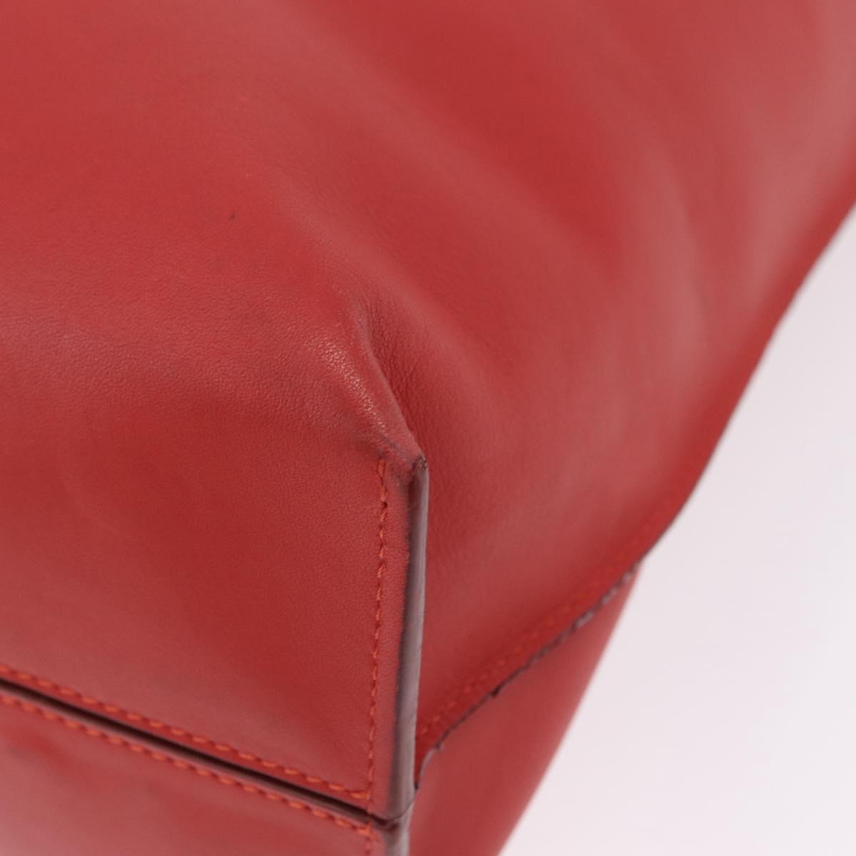 LOEWE Tote Bag Leather Red Silver Auth BA16409A