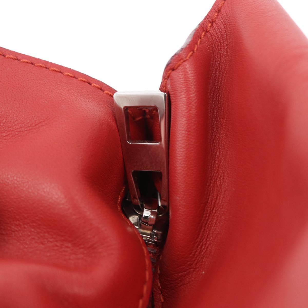 LOEWE Tote Bag Leather Red Silver Auth BA16409A