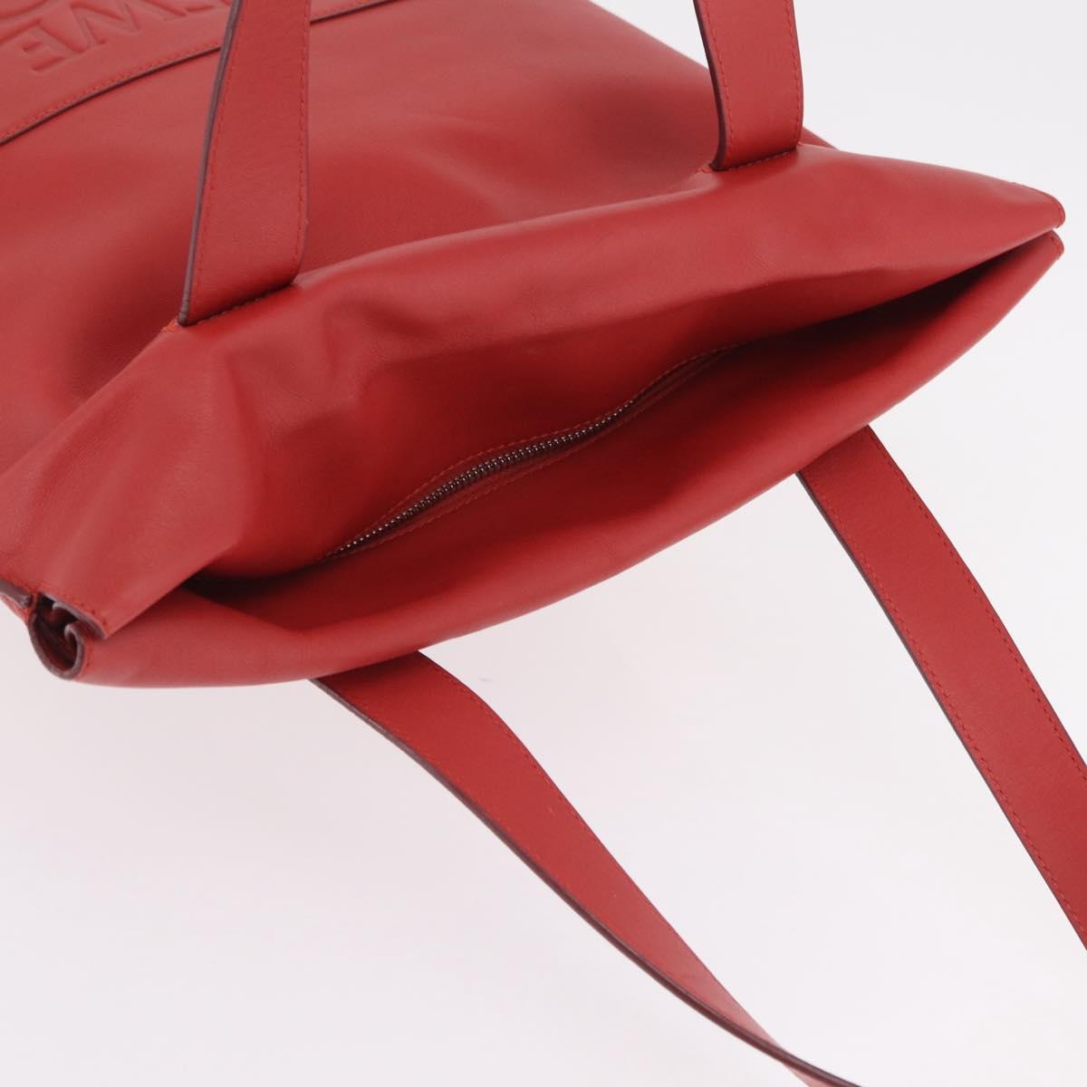 LOEWE Tote Bag Leather Red Silver Auth BA16409A