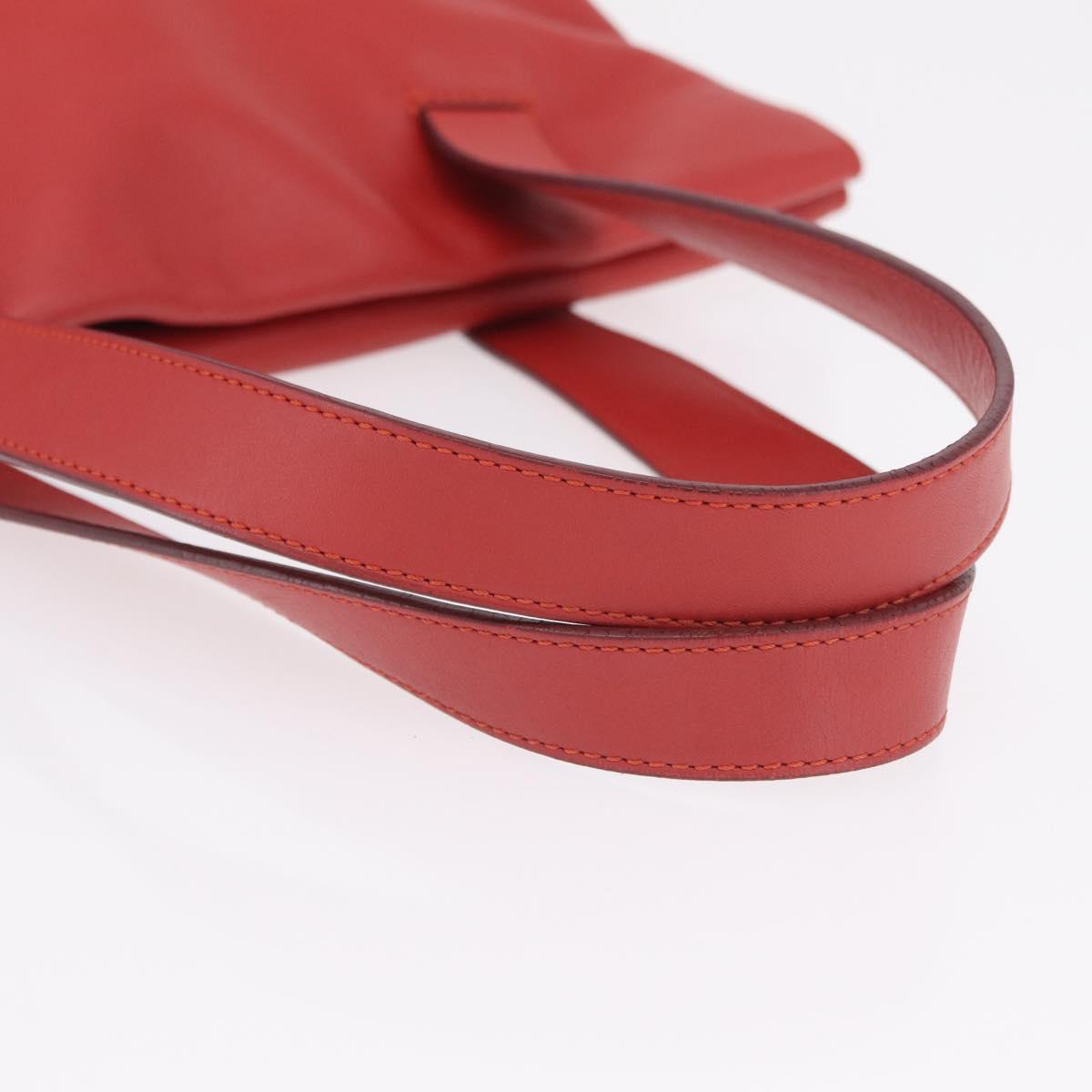 LOEWE Tote Bag Leather Red Silver Auth BA16409A