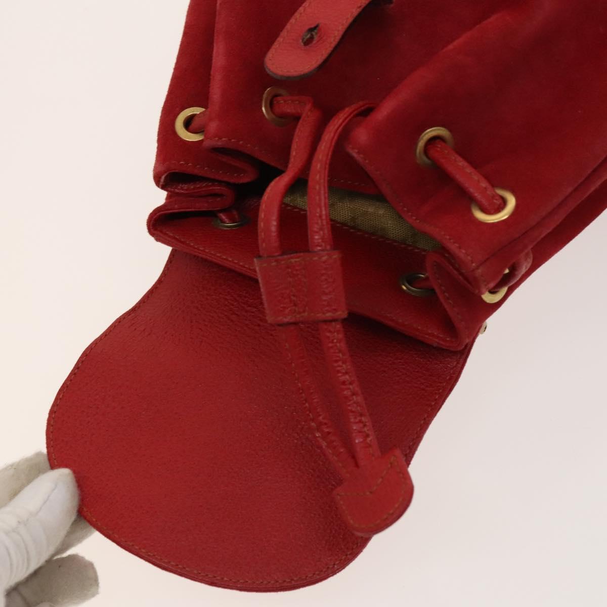 GUCCI Bamboo Backpack Suede Outlet Red 003 8030 3444 Auth BA1641