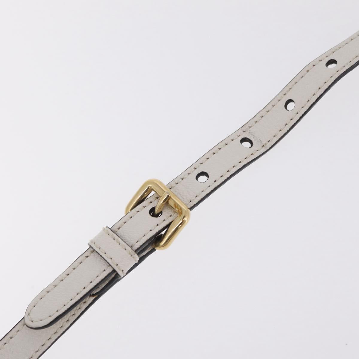 Miu Miu Tote Bag Leather 2way White Gold Auth BA16413A
