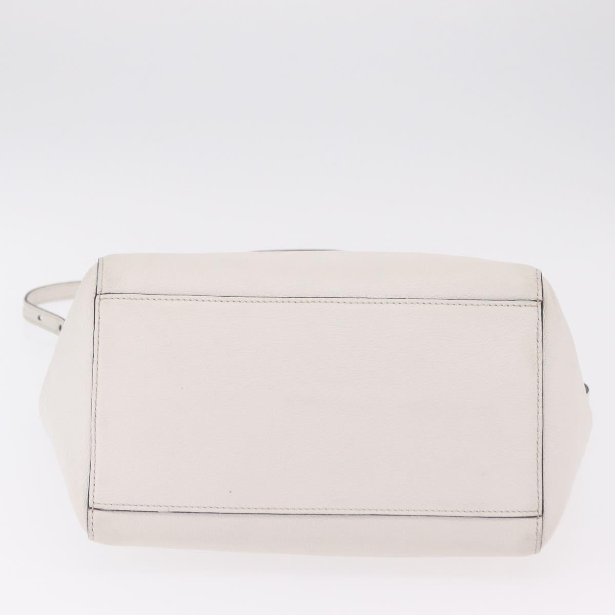 Miu Miu Tote Bag Leather 2way White Gold Auth BA16413A