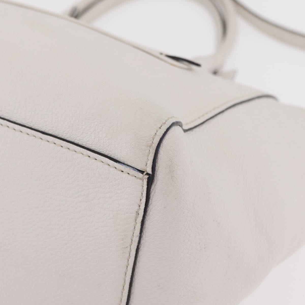 Miu Miu Tote Bag Leather 2way White Gold Auth BA16413A
