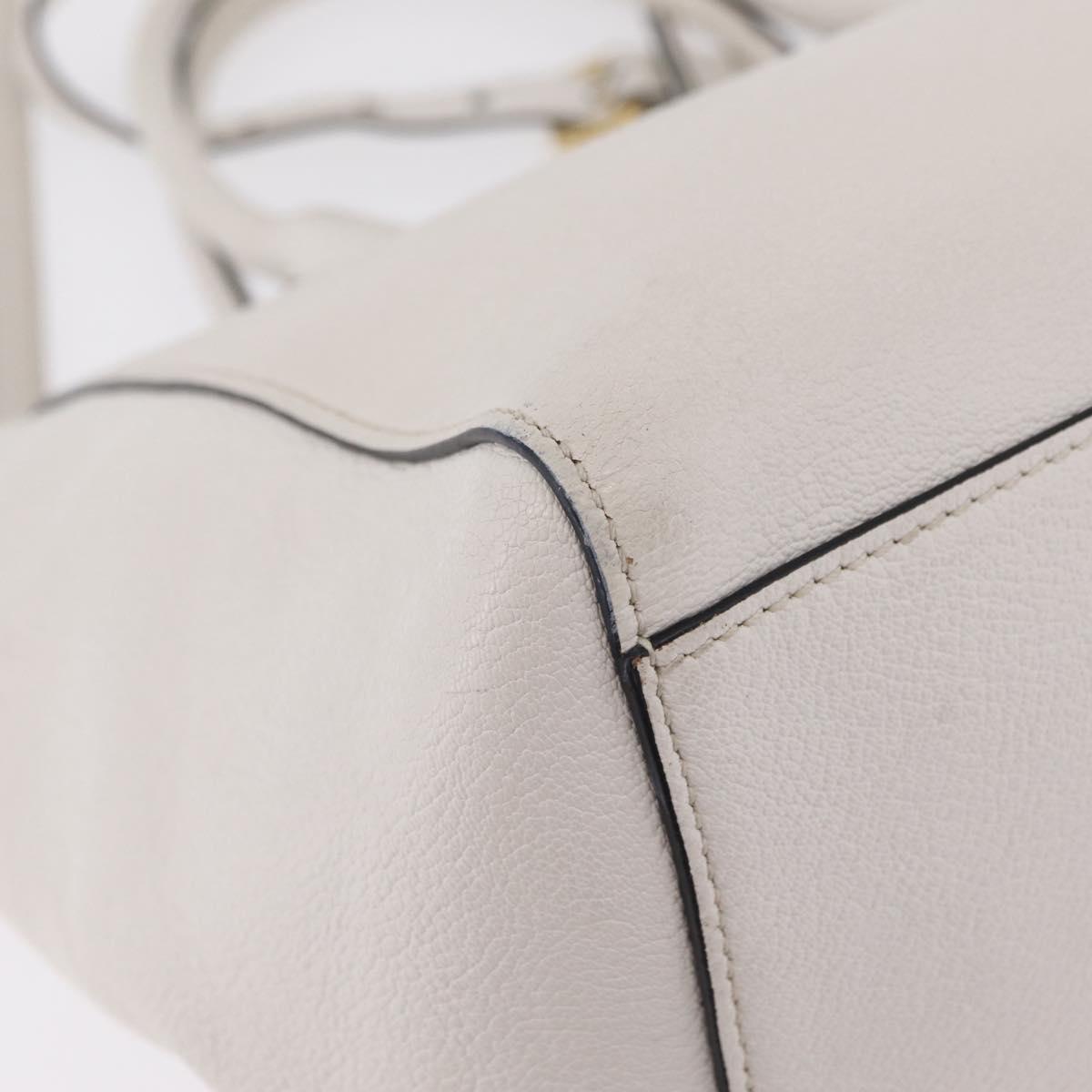 Miu Miu Tote Bag Leather 2way White Gold Auth BA16413A