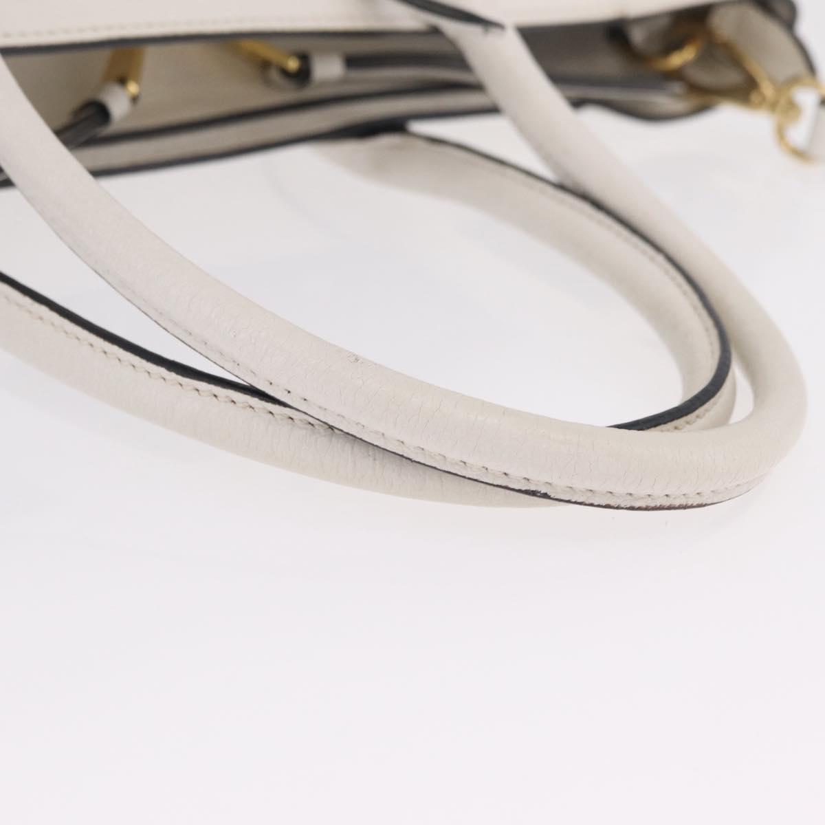 Miu Miu Tote Bag Leather 2way White Gold Auth BA16413A