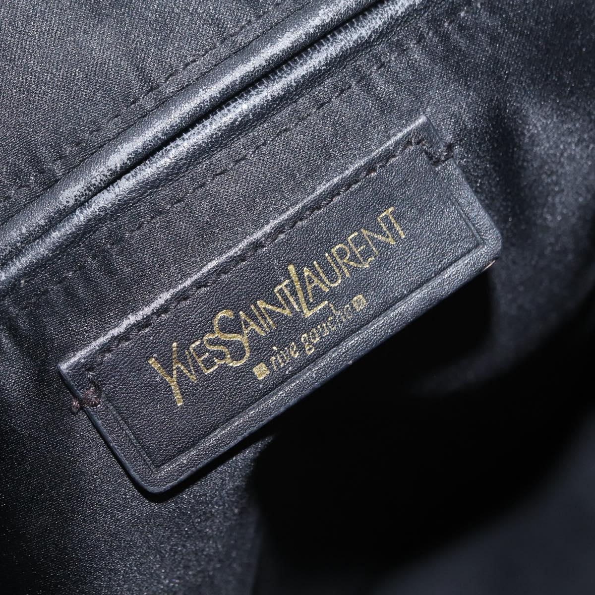 Saint Laurent Kahala Tote Bag Canvas Navy Gold Auth BA16414
