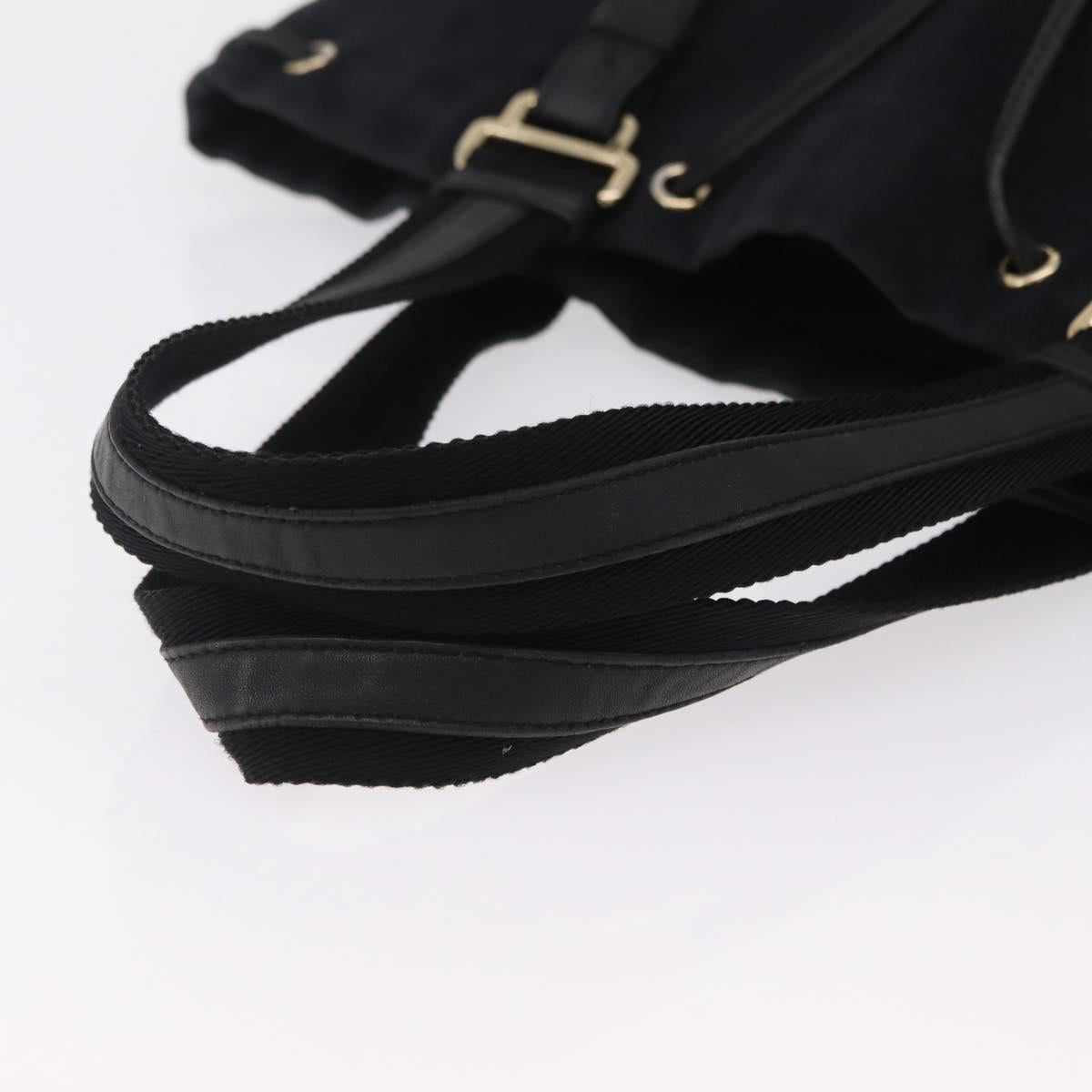 Saint Laurent Kahala Tote Bag Canvas Navy Gold Auth BA16414