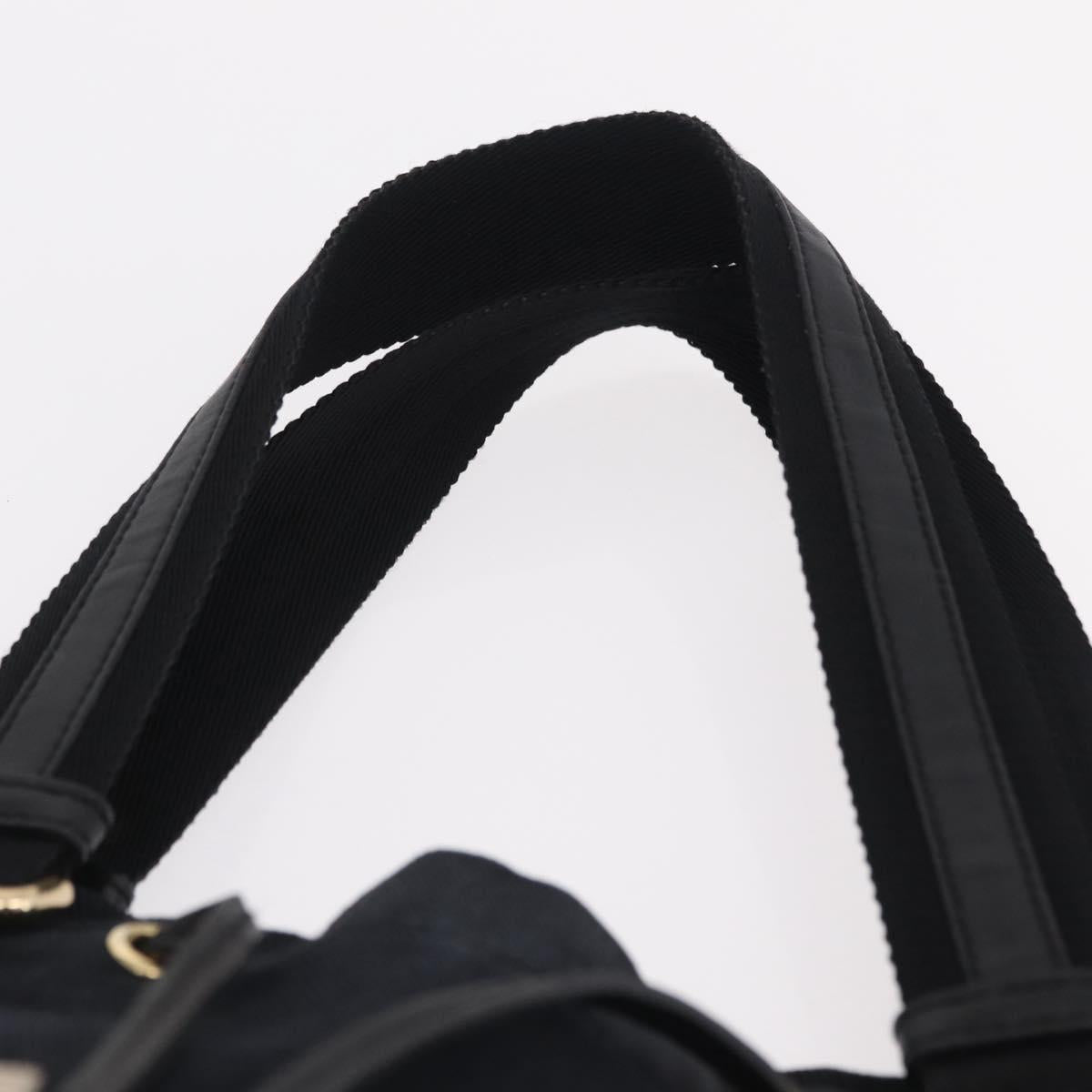 Saint Laurent Kahala Tote Bag Canvas Navy Gold Auth BA16414