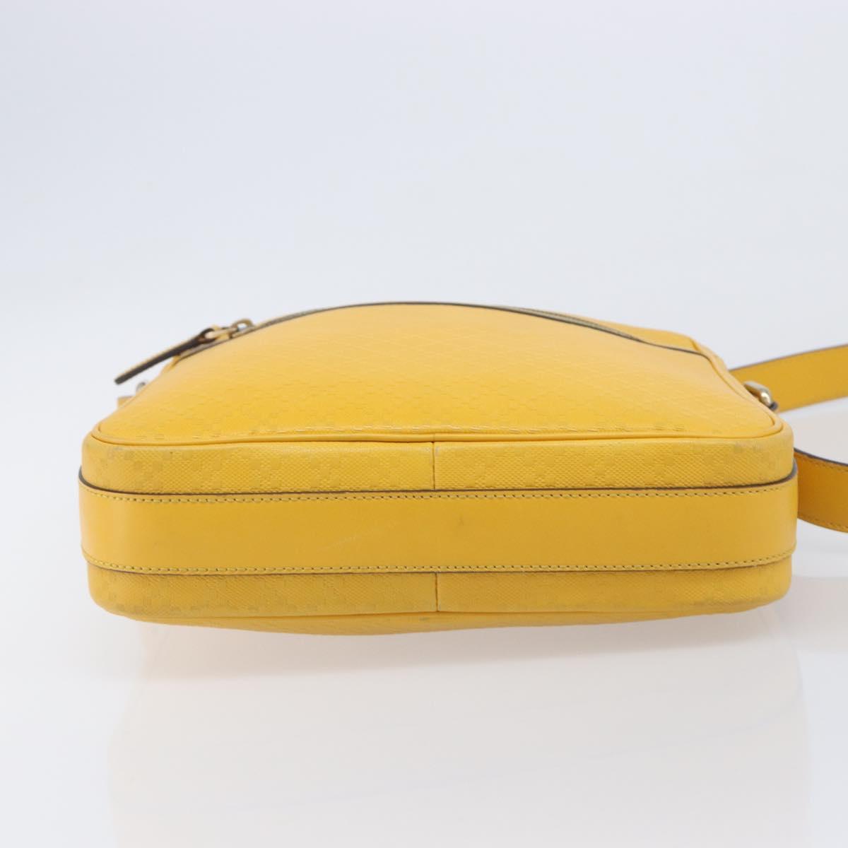 GUCCI Diamante Shoulder Bag Leather Yellow Gold 201448 Auth BA16419A