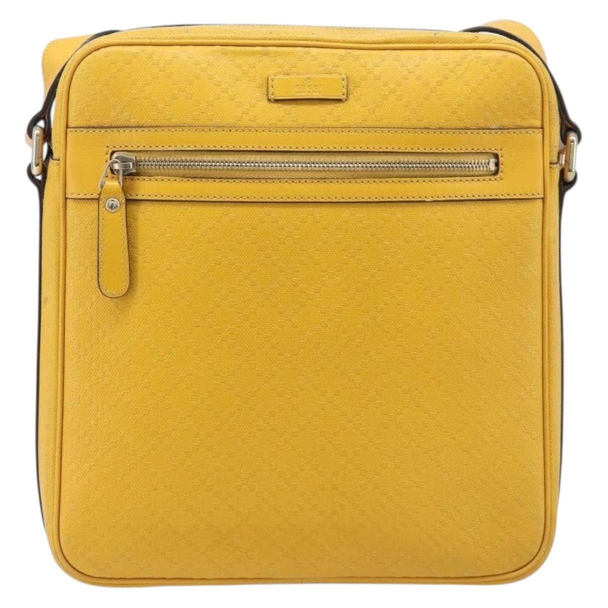 GUCCI Diamante Shoulder Bag Leather Yellow Gold 201448 Auth BA16419A