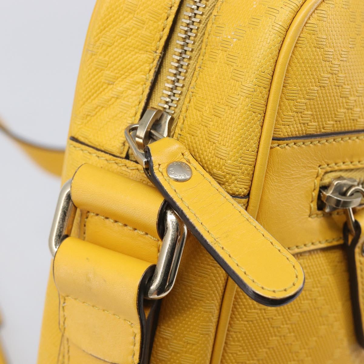 GUCCI Diamante Shoulder Bag Leather Yellow Gold 201448 Auth BA16419A