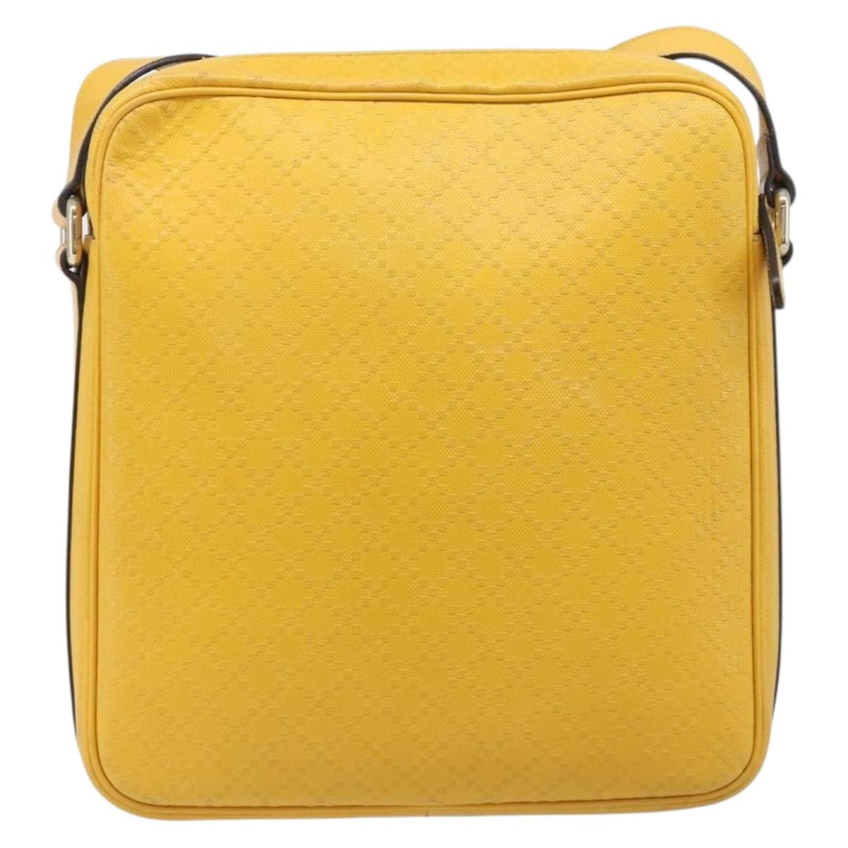 GUCCI Diamante Shoulder Bag Leather Yellow Gold 201448 Auth BA16419A