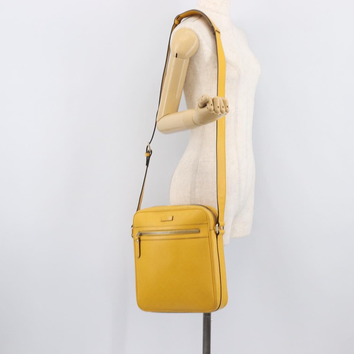 GUCCI Diamante Shoulder Bag Leather Yellow Gold 201448 Auth BA16419A