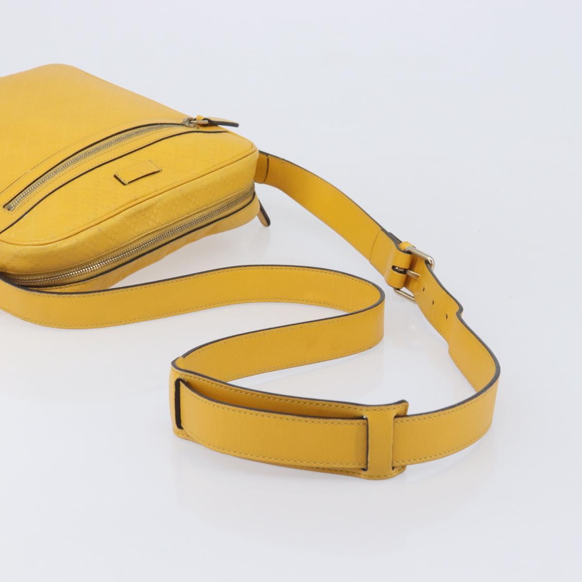 GUCCI Diamante Shoulder Bag Leather Yellow Gold 201448 Auth BA16419A