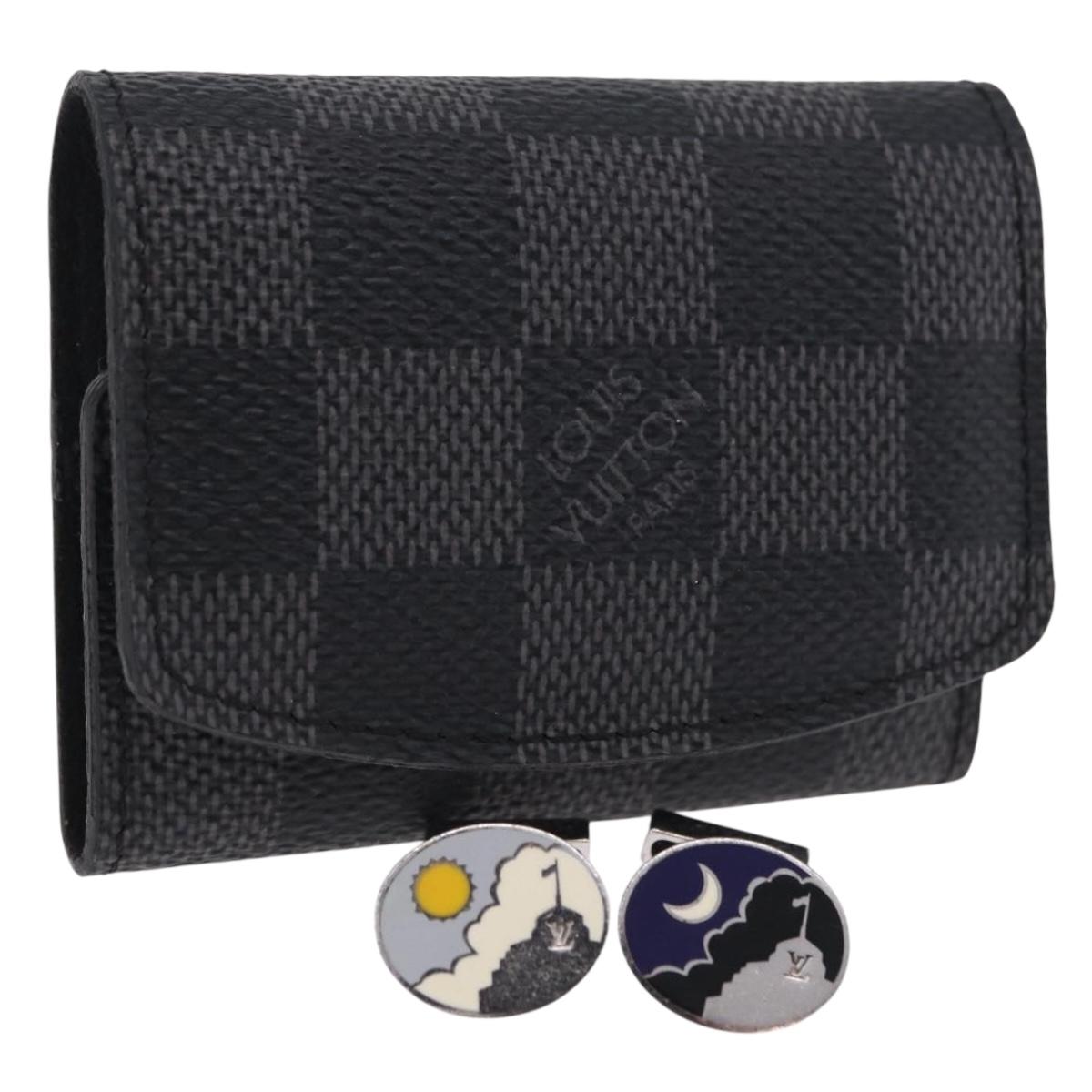 LOUIS VUITTON Damier Graphite Buton De Manchette Cuffs LV Auth BA16425V