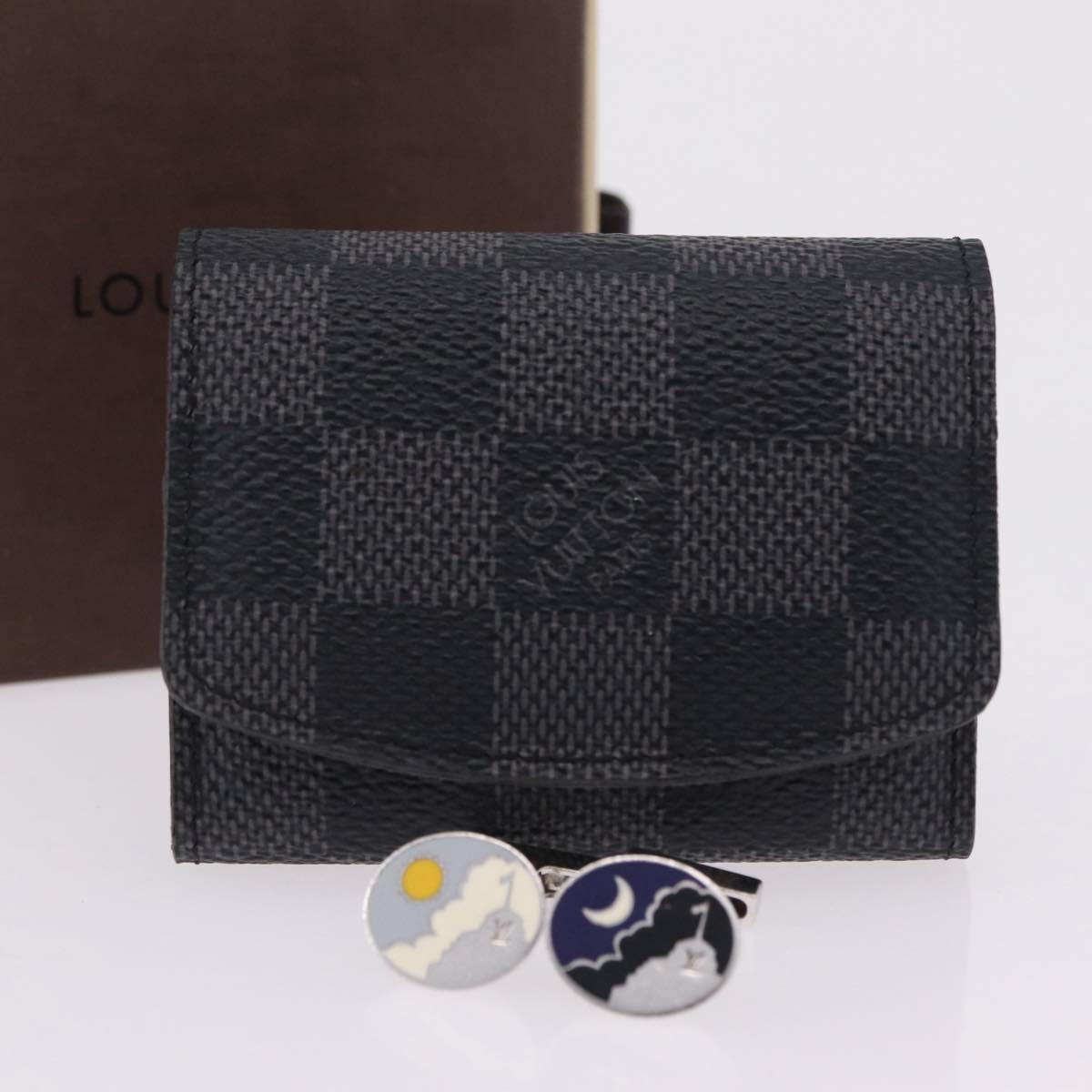 LOUIS VUITTON Damier Graphite Buton De Manchette Cuffs LV Auth BA16425V