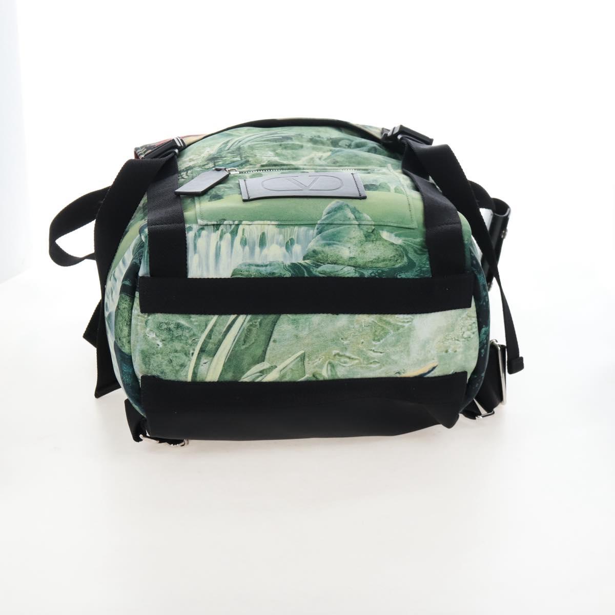 Valentino Backpack Nylon Green Silver Auth BA16427V