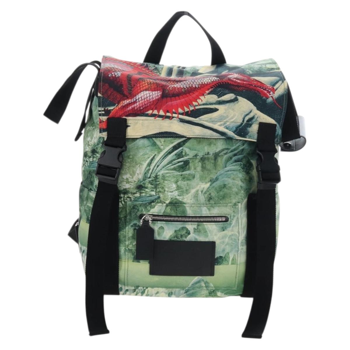 Valentino Backpack Nylon Green Silver Auth BA16427V