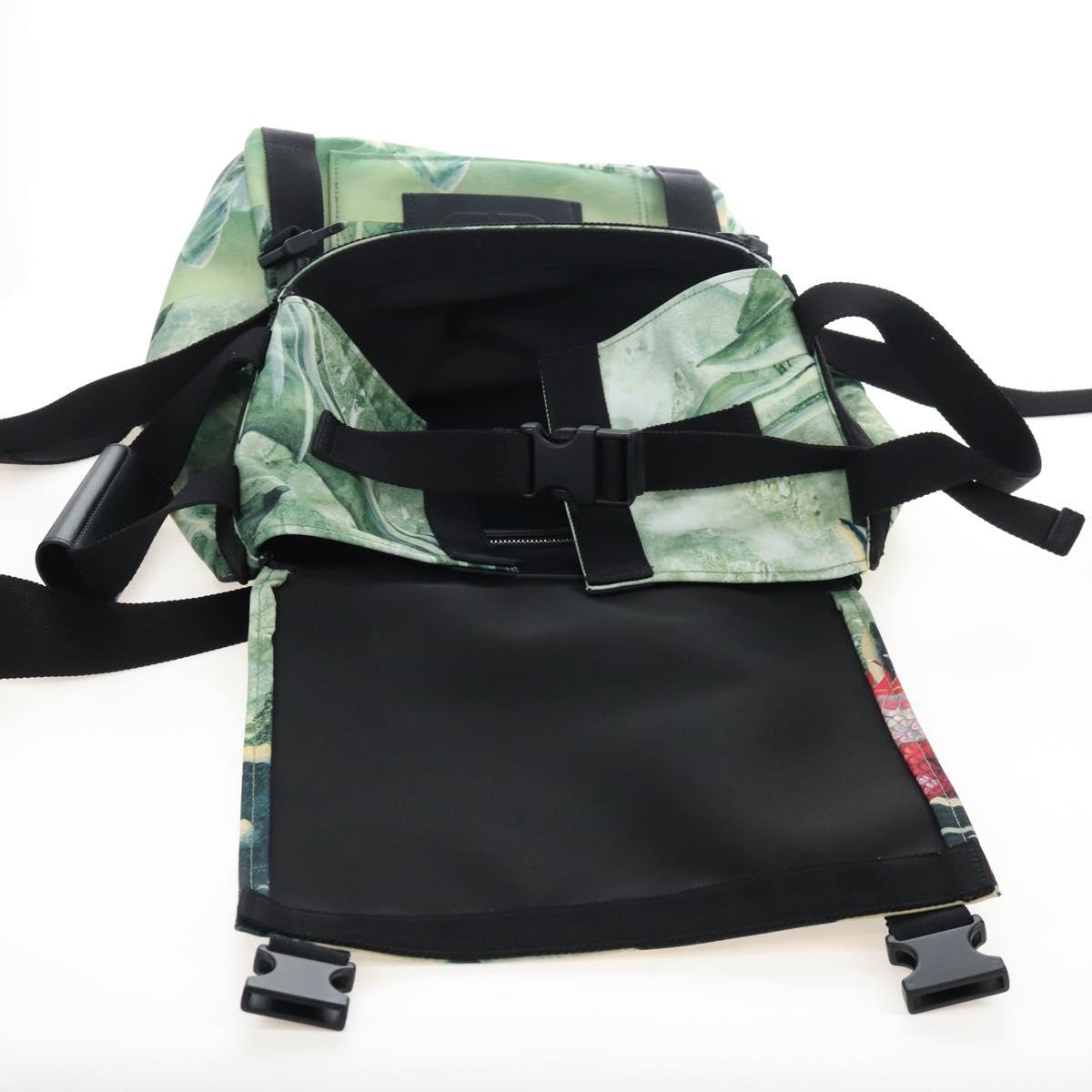Valentino Backpack Nylon Green Silver Auth BA16427V