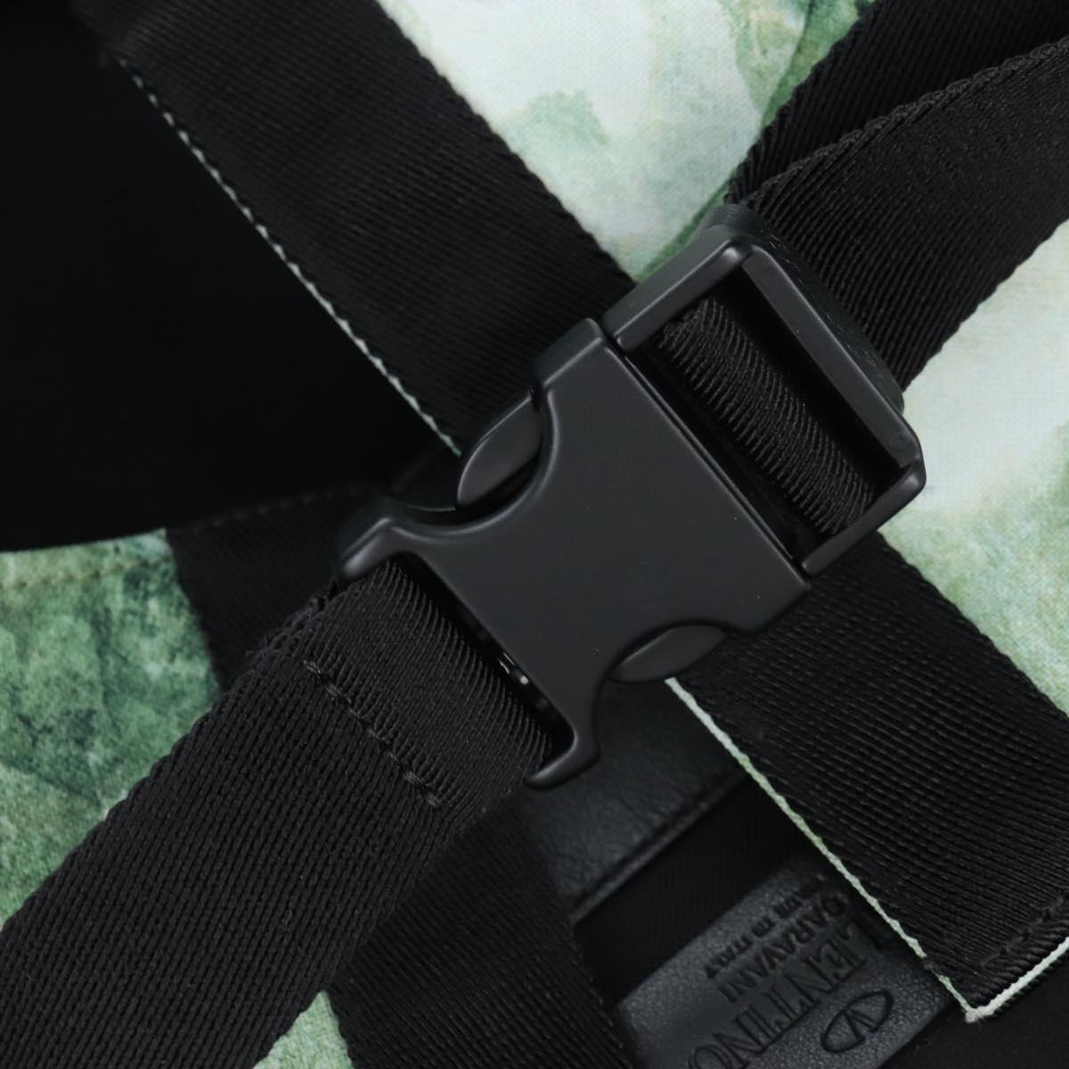 Valentino Backpack Nylon Green Silver Auth BA16427V