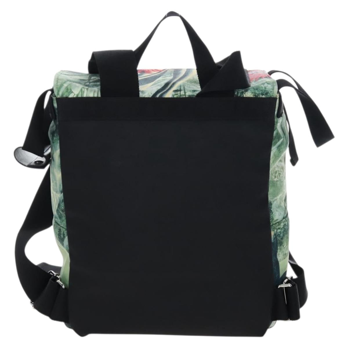 Valentino Backpack Nylon Green Silver Auth BA16427V