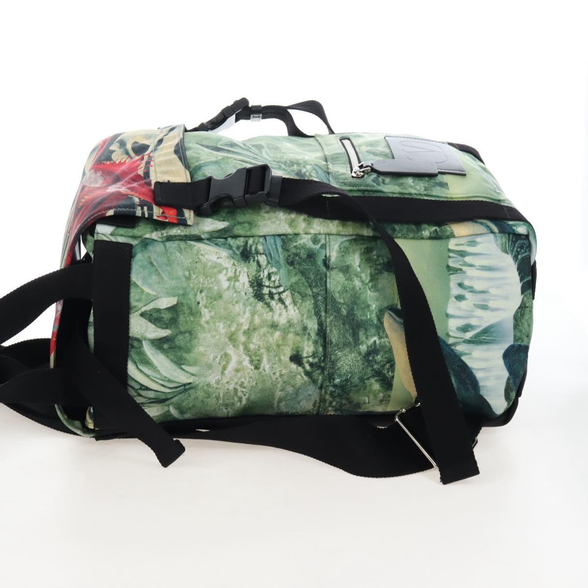 Valentino Backpack Nylon Green Silver Auth BA16427V
